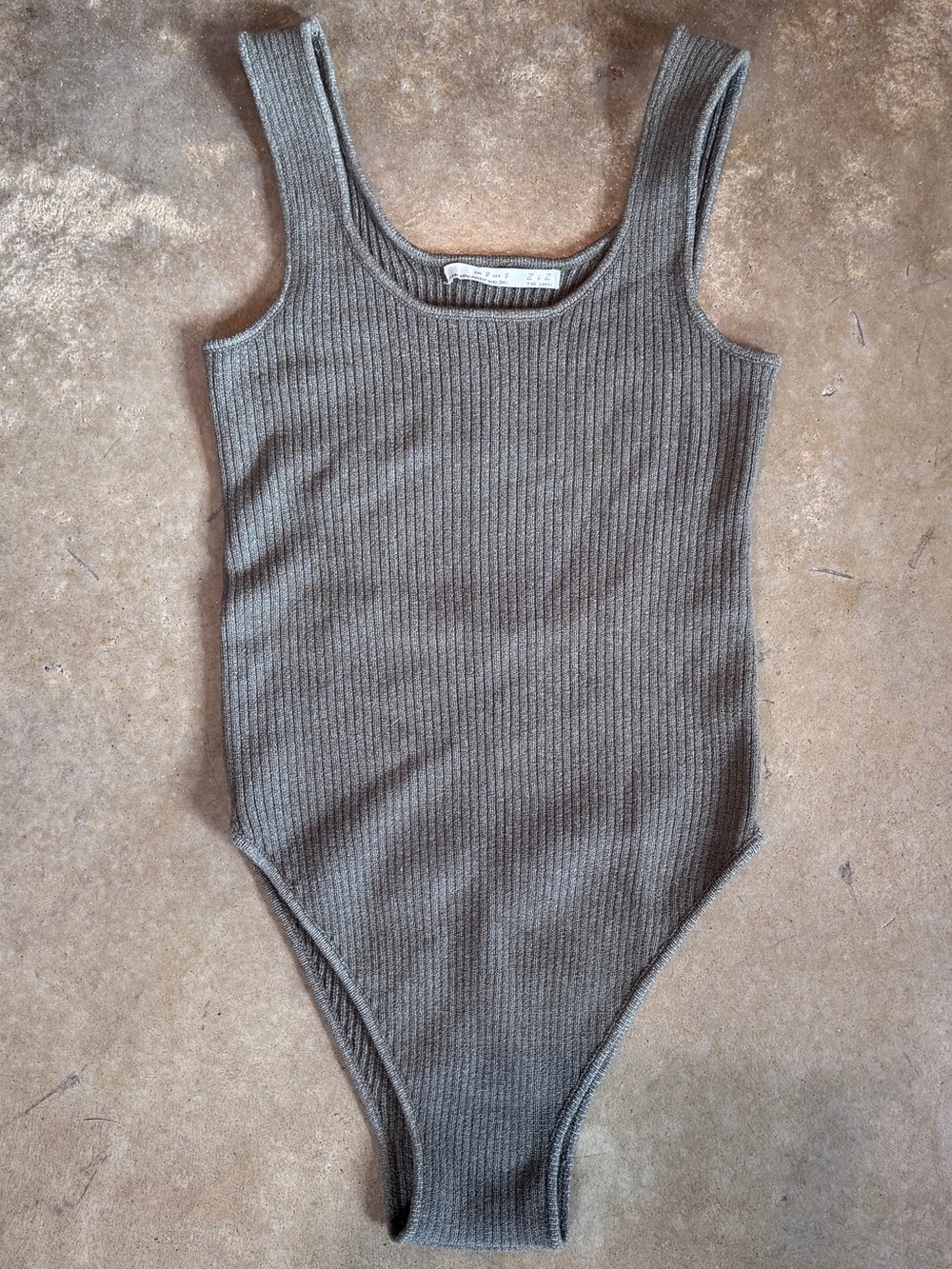 Ribbed Tank Knit Olive Bodysuit – small